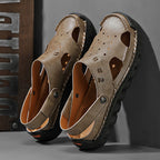 (⏰Last Day 70% OFF🔥)Men's 40+ Orthopedic Closed-Toe Sandals – Full-Grain Leather, Adjustable, Handmade for Fishing, Gardening & Daily Wear