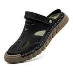 (⏰Limited Time Sale 70% OFF 🔥)Men's Premium Leather Orthopedic Sandals Handcrafted Full-Grain Leather-Closed Toe, Arch Support, Anti-Slip, Shock-Absorbing, Suitable for Riding, Gardening, Daily Errands