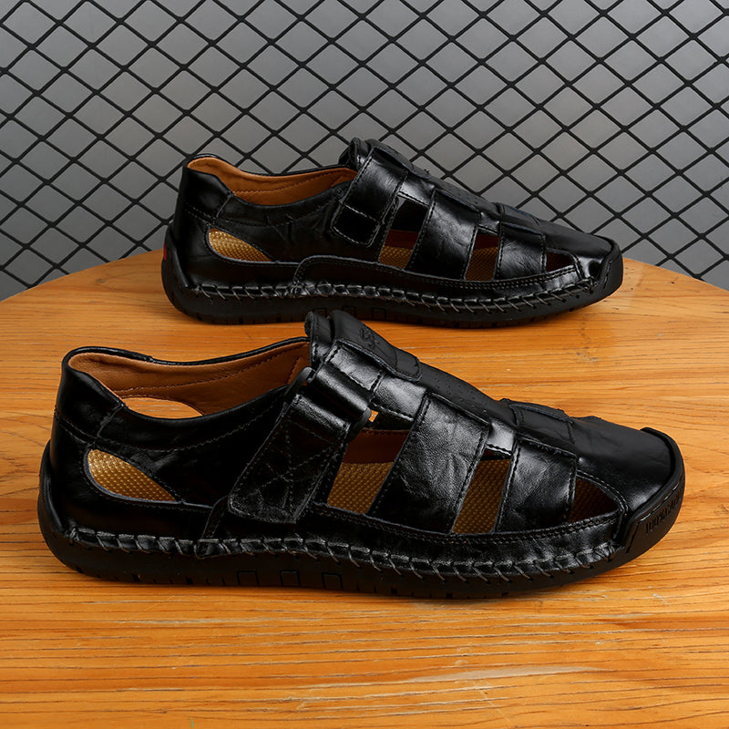 (⏰LAST DAY! 55% OFF 🔥) Men's Orthopedic Leather Fisherman Sandals | Breathable Closed-Toe Adjustable Outdoor Summer Comfort & Pain Relief