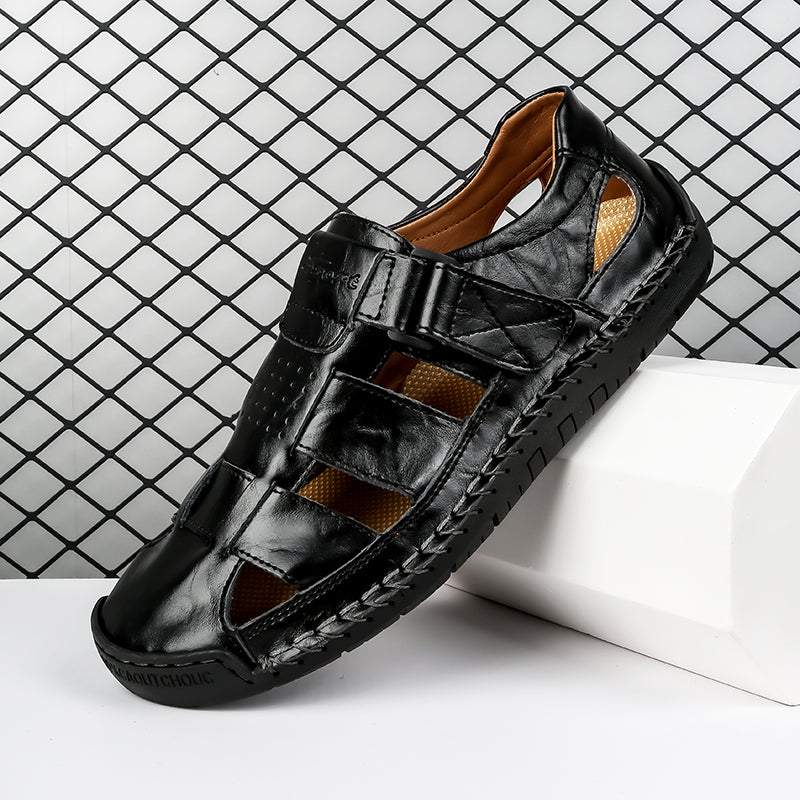 (⏰LAST DAY! 55% OFF 🔥) Men's Orthopedic Leather Fisherman Sandals | Breathable Closed-Toe Adjustable Outdoor Summer Comfort & Pain Relief