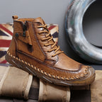 (⏰NOW ON: 70% OFF Sale! 🔥)Men’s Leather Work & Motorcycle Chukka Boots – Durable, Lightweight, Non-Slip Sole with Ankle Support for Long Rides & Long Days