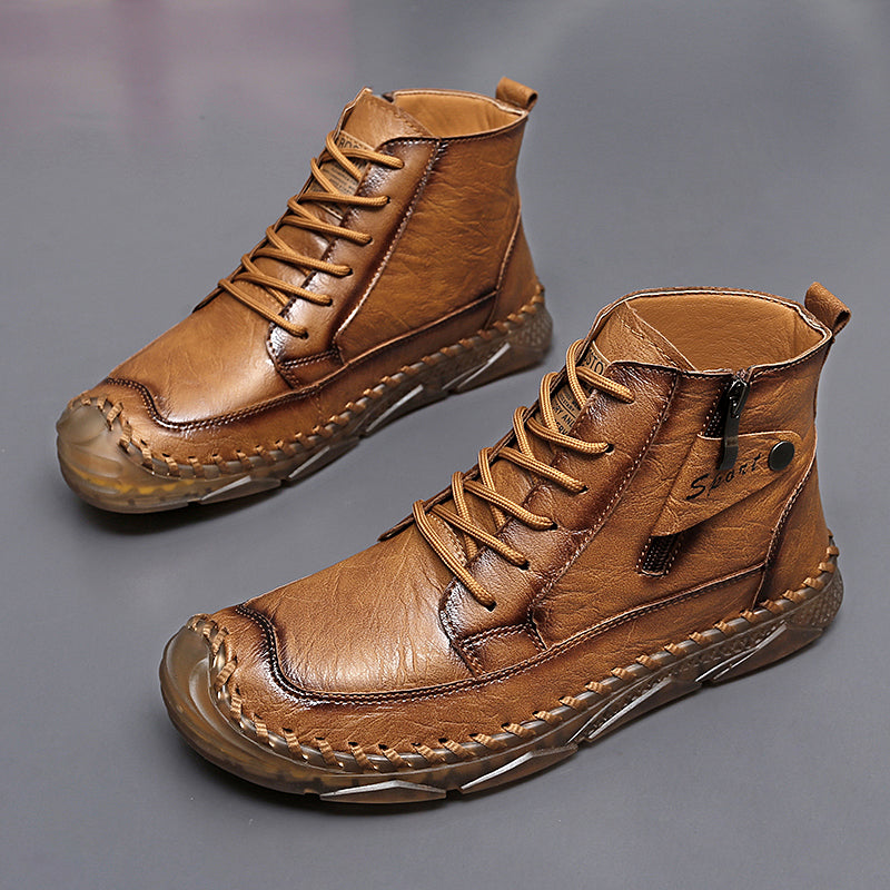 (⏰NOW ON: 70% OFF Sale! 🔥)Men’s Leather Work & Motorcycle Chukka Boots – Durable, Lightweight, Non-Slip Sole with Ankle Support for Long Rides & Long Days