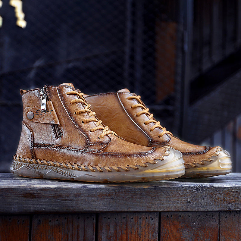 (⏰NOW ON: 70% OFF Sale! 🔥)Men’s Leather Work & Motorcycle Chukka Boots – Durable, Lightweight, Non-Slip Sole with Ankle Support for Long Rides & Long Days