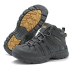 (🔥Last Day Promotion 70% OFF 🎁) Men’s Leather Hiking and Work Boots, Waterproof Lightweight Orthopedic Comfort, Slip Resistant Anti Puncture, Shock Absorbing Arch and Ankle Support, for Wet Trails Construction and Long Walks