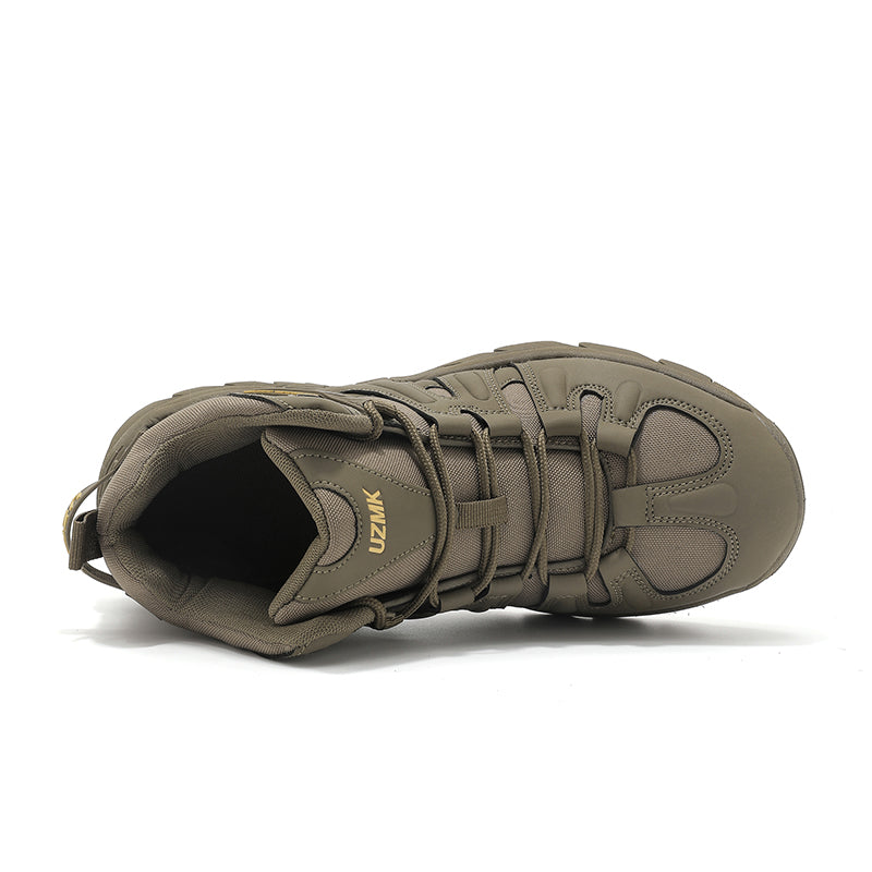 (🔥Last Day Promotion 70% OFF 🎁) Men’s Leather Hiking and Work Boots, Waterproof Lightweight Orthopedic Comfort, Slip Resistant Anti Puncture, Shock Absorbing Arch and Ankle Support, for Wet Trails Construction and Long Walks