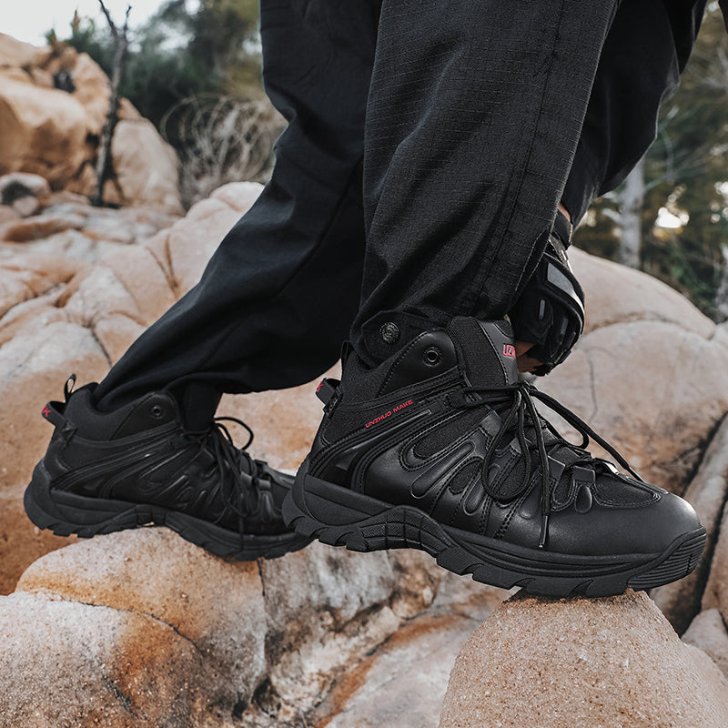 (🔥Last Day Promotion 70% OFF 🎁) Men’s Leather Hiking and Work Boots, Waterproof Lightweight Orthopedic Comfort, Slip Resistant Anti Puncture, Shock Absorbing Arch and Ankle Support, for Wet Trails Construction and Long Walks