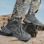 (🔥Last Day Promotion 70% OFF 🎁) Men’s Leather Hiking and Work Boots, Waterproof Lightweight Orthopedic Comfort, Slip Resistant Anti Puncture, Shock Absorbing Arch and Ankle Support, for Wet Trails Construction and Long Walks