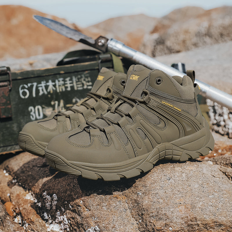 (🔥Last Day Promotion 70% OFF 🎁) Men’s Leather Hiking and Work Boots, Waterproof Lightweight Orthopedic Comfort, Slip Resistant Anti Puncture, Shock Absorbing Arch and Ankle Support, for Wet Trails Construction and Long Walks