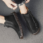 (⏰Last Day 70% OFF🔥)Men's Top-Quality Motorcycle Boots Hand-Stitched Genuine Leather Boots-Wide Toe, Waterproof， Anti-Slip， Anti-Sprain，Suitable for Work, Driving, Hiking