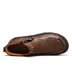 (⏰Last Day 70% OFF🔥)Men's Top-Quality Motorcycle Boots Hand-Stitched Genuine Leather Boots-Wide Toe, Waterproof， Anti-Slip， Anti-Sprain，Suitable for Work, Driving, Hiking