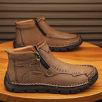 (⏰Last Day 70% OFF🔥)Men's Top-Quality Motorcycle Boots Hand-Stitched Genuine Leather Boots-Wide Toe, Waterproof， Anti-Slip， Anti-Sprain，Suitable for Work, Driving, Hiking