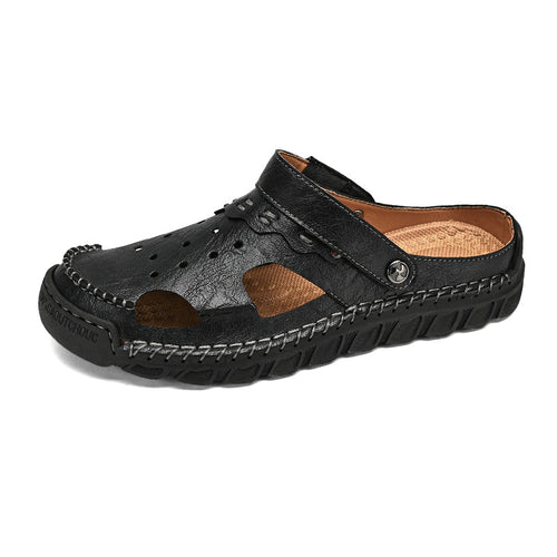 (⏰Last Day 70% OFF🔥)Men's 40+ Orthopedic Closed-Toe Sandals – Full-Grain Leather, Adjustable, Handmade for Fishing, Gardening & Daily Wear