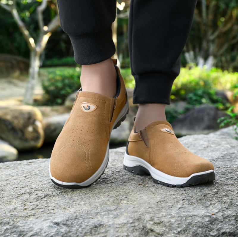 Men's Comfortable Breathable Lightweight Double Layer Waterproof Wide Toe Walking Shoes Orthopedic Shoes