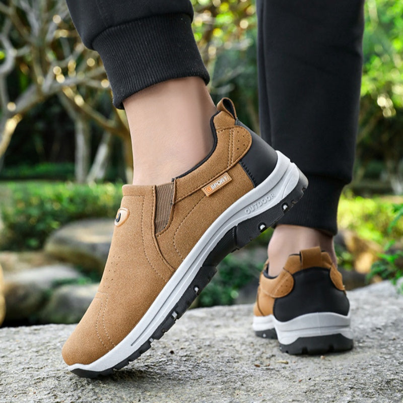 Men's Comfortable Breathable Lightweight Double Layer Waterproof Wide Toe Walking Shoes Orthopedic Shoes