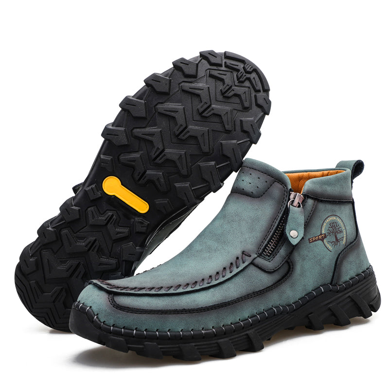 (⏰NOW ON: 70% OFF Sale! 🔥)Men's Premium Motorcycle Boots – Hand-Stitched Genuine Leather, USMCA Recommended - Wide Toe, Waterproof, Anti-Slip, Anti-Sprain, Ortho Support, Suitable for Riding, Work, Driving, Hiking