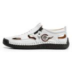 (⏳NOW ON: 70% OFF Sale! 🔥)Mens Casual Shoes Summer Breathable Sneakers Loafers Walking Shoes Hand Made Lace-Up Leather Dress Flats Shoes for Driving Business Working Office