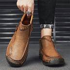 (⏰Last Day 70% OFF🔥)Men's Top-Quality Motorcycle Boots Hand-Stitched Genuine Leather Boots-Wide Toe, Waterproof， Anti-Slip， Anti-Sprain，Suitable for Work, Driving, Hiking