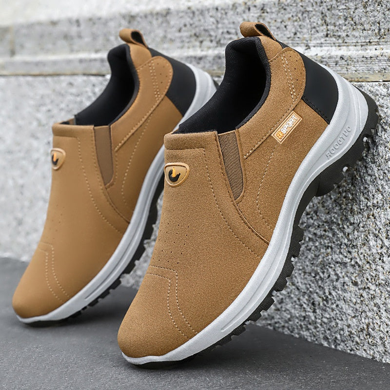 Men's Comfortable Breathable Lightweight Double Layer Waterproof Wide Toe Walking Shoes Orthopedic Shoes